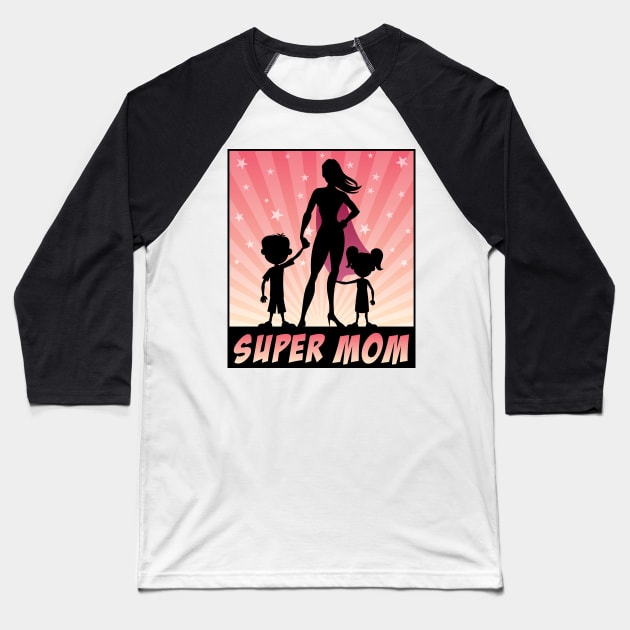 Super Mom Baseball T-Shirt by Malchev